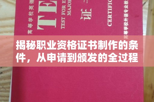 沙坡头揭秘职业资格证书制作的条件，从申请到颁发的全过程